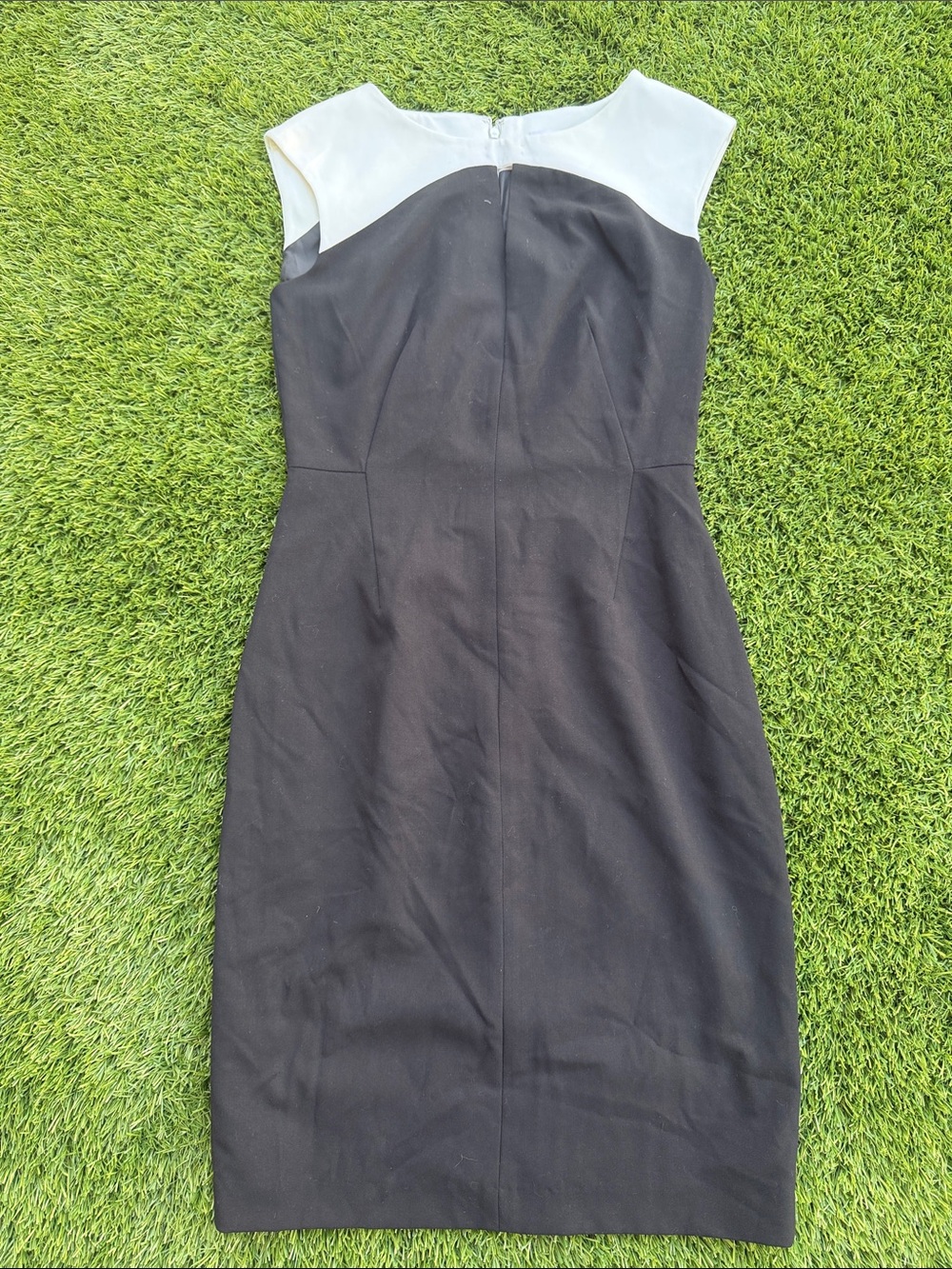 Calvin Klein Black and White Midi Sheath Dress